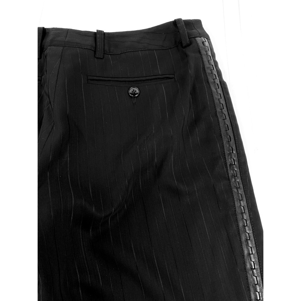 Christian Dior Luxury Pants Women's 8 Black Lambskin Trimmed Striped Lined 40 - Picture 2 of 14